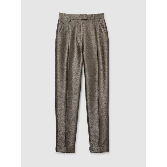 Reiss Sienna Sparkle Tapered Trousers in Dark Gold Sz 6 NEw $220 - Picture 2 of 5